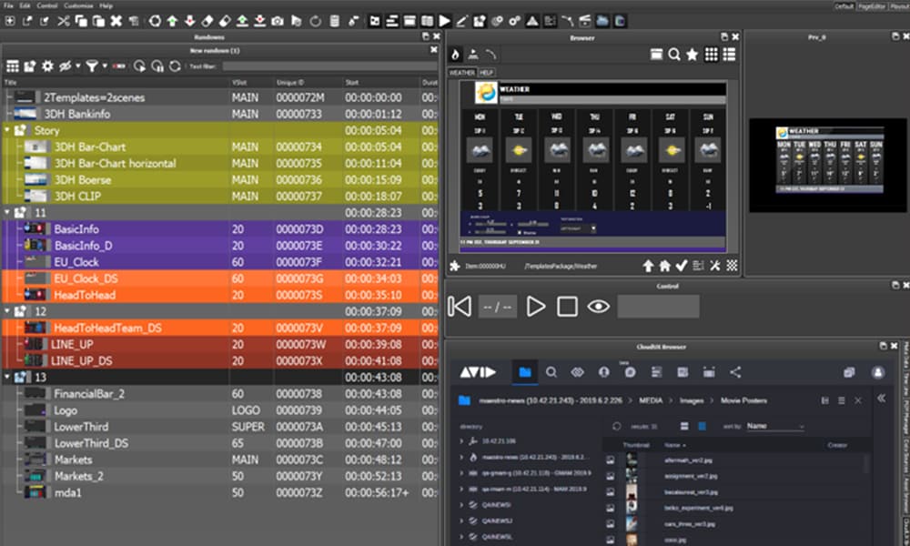 MediaCentral panel in the Maestro | News user interface showing what's accessible