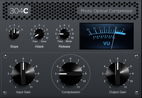 Interface of the 304C photo optical compressor plugin