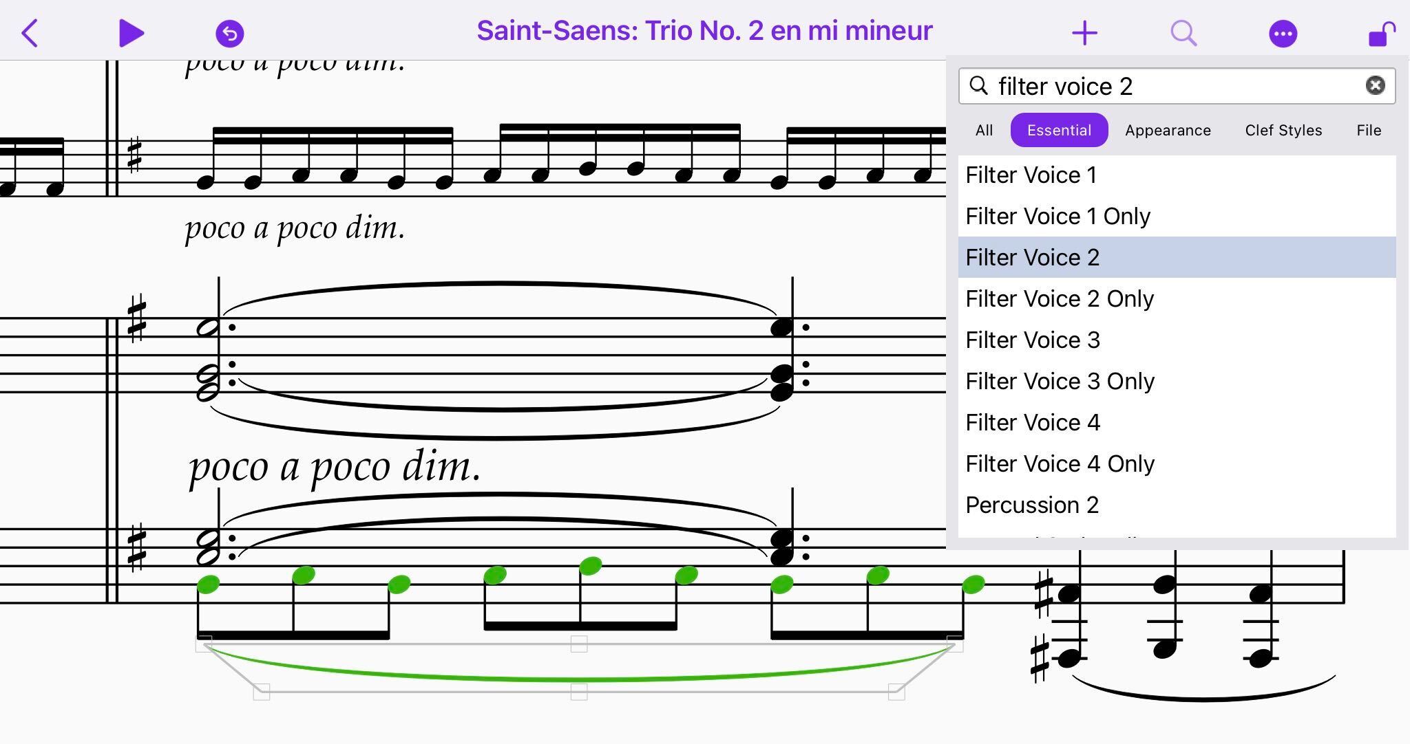 Filters Sibelius Music Notation App