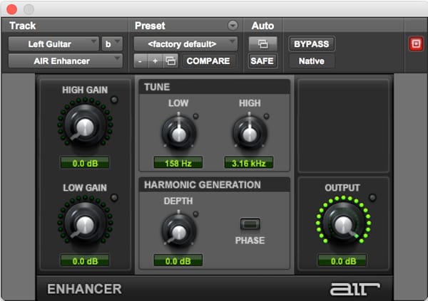 AIR Enhancer frequency plugin for Pro Tools