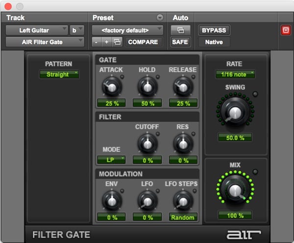 AIR Filter Gate rhythmic pattern audio plugin for Pro Tools