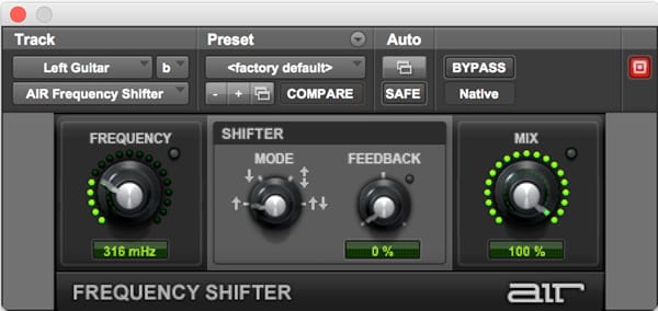 AIR Frequency Shifter effects audio plugin for Pro Tools