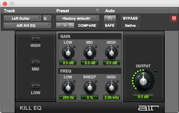 AIR Kill EQ plugin for Pro Tools