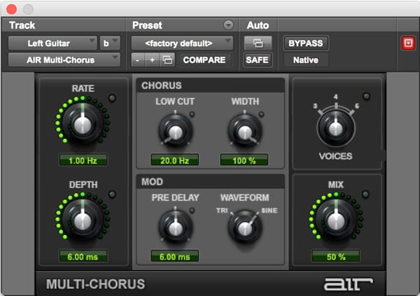 AIR MultiChorus effects plugin for multiple voices