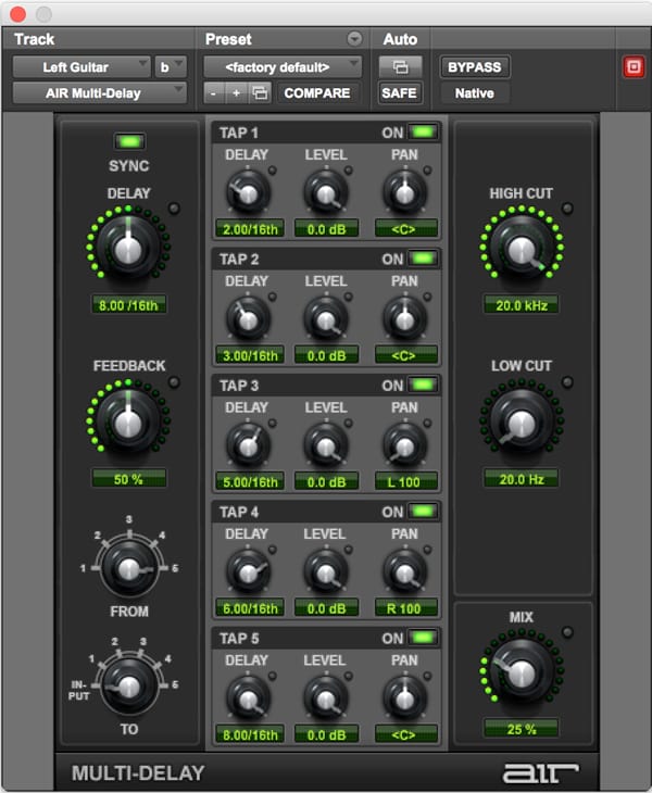 AIR MultiDelay plugin for Pro Tools