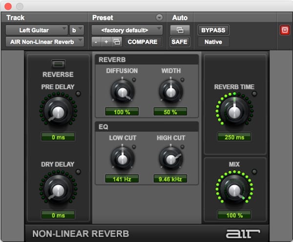 AIR Nonlinear Reverb effects plugin for Pro Tools