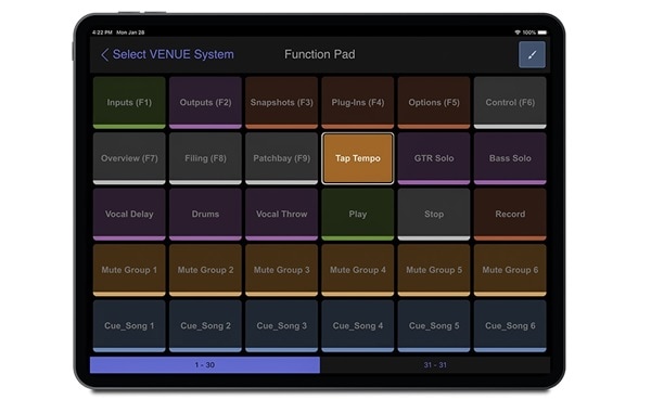 Avid VENUE app on iPad