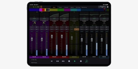 Image of Avid Control showing Mixer tab with eight faders