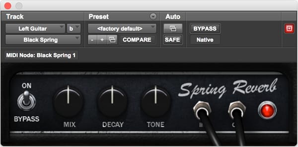 Black Spring Fender Spring Reverb audio plugin for Pro Tools