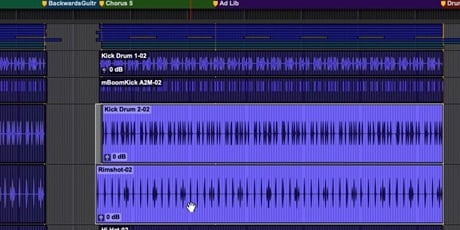 Two highlighted drum tracks for kick drum and rimshot