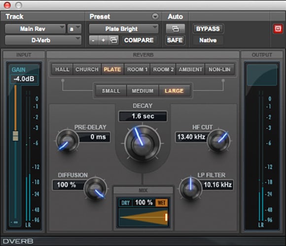 D-Verb studio quality reverb plugin for Pro Tools