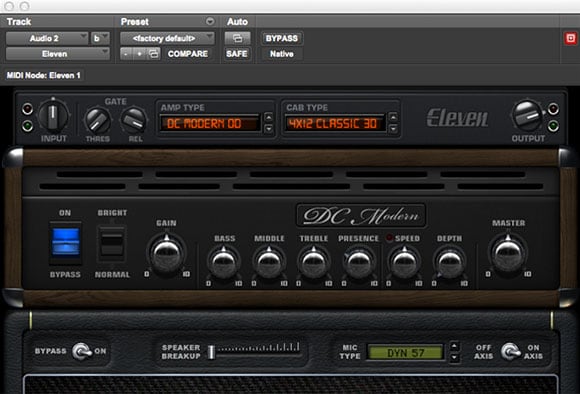 Eleven guitar and bass amp audio plugin interface