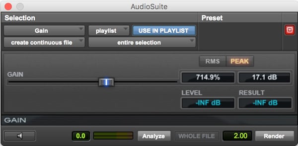 Gain plugin for Pro Tools