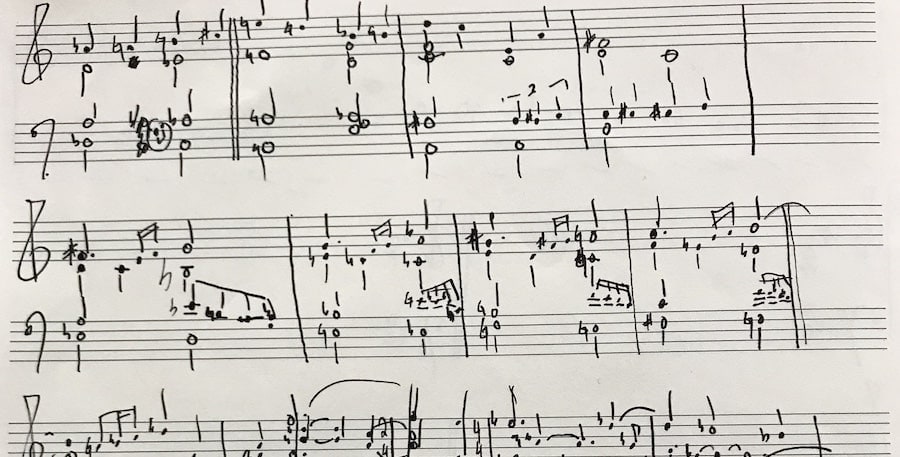 handwritten score by Steven Feifke