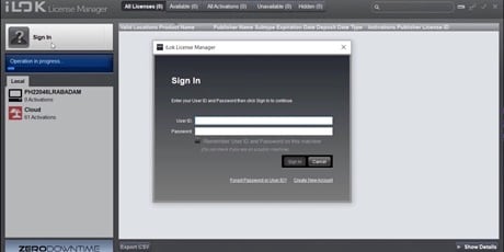 iLok License Manager with Sign-in window open