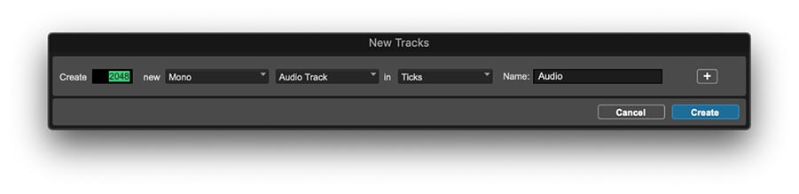 new tracks window in Pro Tools