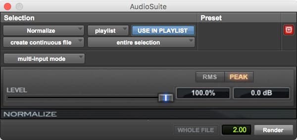 Normalize dynamics processing plugin for Pro Tools