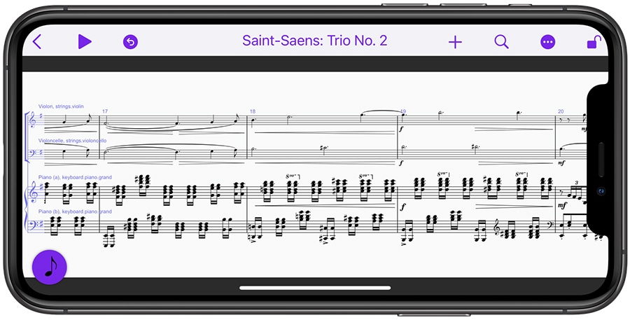 Panorama mode in Sibelius for mobile