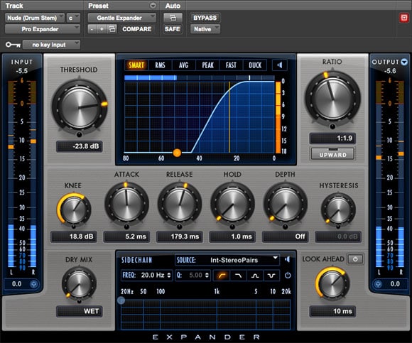 Pro Expander signal control audio plugin interface