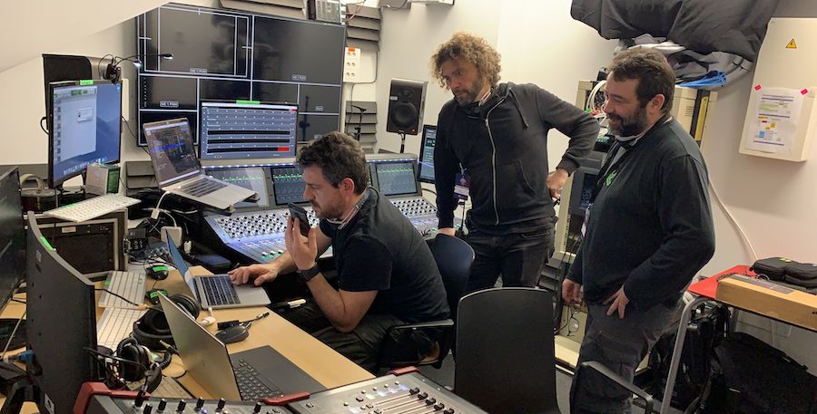 sound engineer Roc Mateu Trias prepares for the Goya Awards