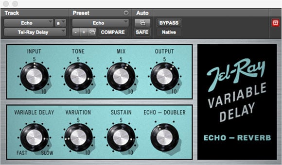 Tel Ray Variable Delay vintage delay plugin for Pro Tools