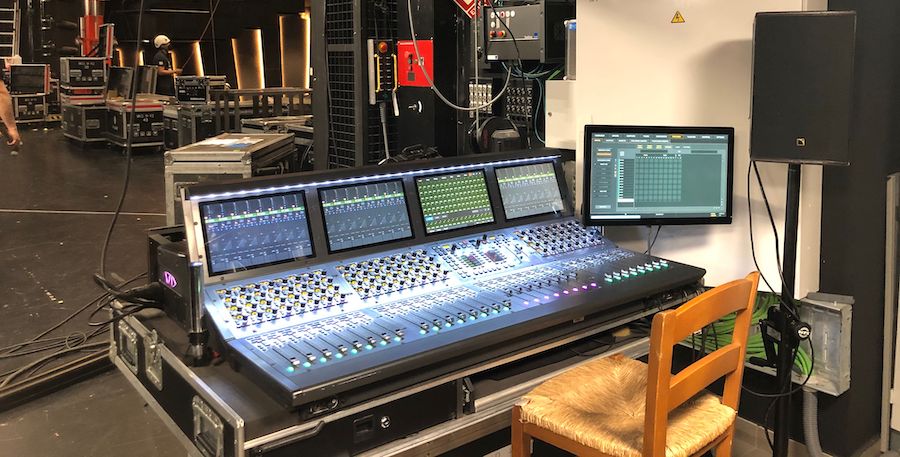 view of live sound console from Goya Awards