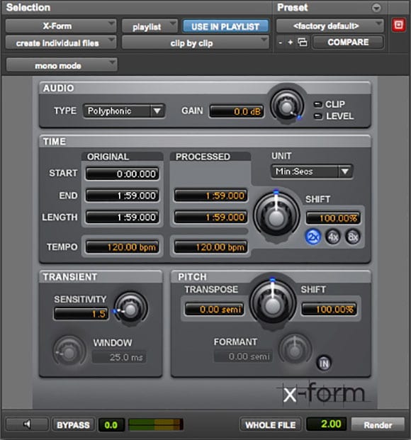 X Form Pro Tools audio plugin