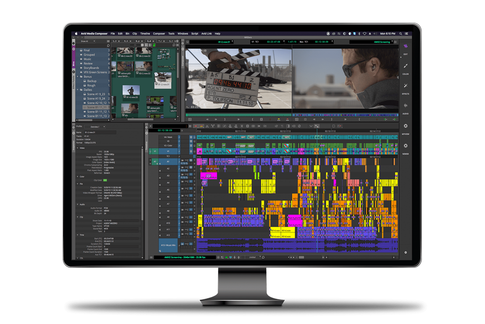 Media Composer Ultimate video editing software UI in monitor